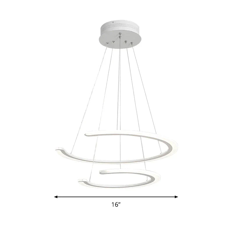 C Ring Dining Room Chandelier Acrylic LED 1/2/3 Light Postmodern Ceiling Pendant in Warm/White/Natural Light