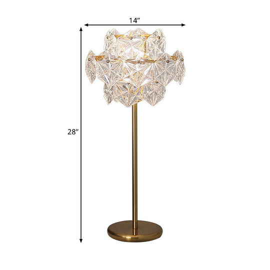 Modern Gold Nightstand Lamp With Snowflake Crystal Shade