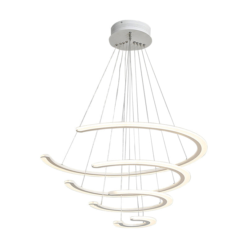 Modern Acrylic Led Dining Room Chandelier - 1/2/3 Light Ring Pendant In Warm/White/Natural