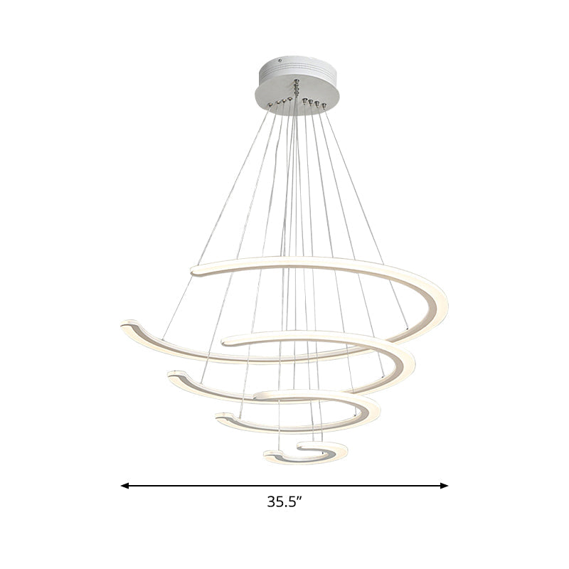 Modern Acrylic Led Dining Room Chandelier - 1/2/3 Light Ring Pendant In Warm/White/Natural