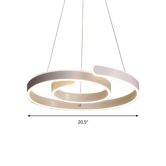 Modern Led White Chandelier Pendant: Twisting Acrylic Ceiling Light In Warm/White