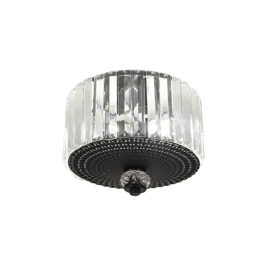 Modern Black Flush Mount Ceiling Light with Dual Heads, Clear Crystal Shades for Corridors