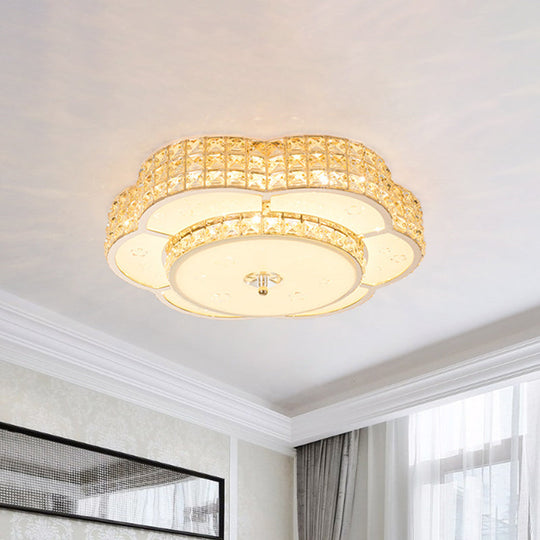 Contemporary Crystal LED Flush Mount Ceiling Light in Champagne for Parlor - Flower/Round Design