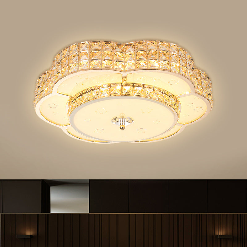 Contemporary Crystal LED Flush Mount Ceiling Light in Champagne for Parlor - Flower/Round Design