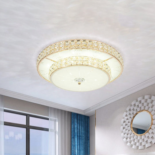 Contemporary Crystal LED Flush Mount Ceiling Light in Champagne for Parlor - Flower/Round Design