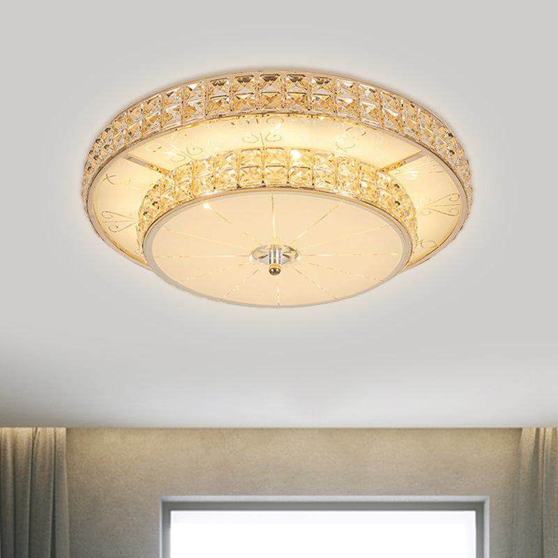 Contemporary Crystal LED Flush Mount Ceiling Light in Champagne for Parlor - Flower/Round Design