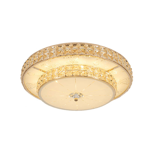 Contemporary Crystal LED Flush Mount Ceiling Light in Champagne for Parlor - Flower/Round Design