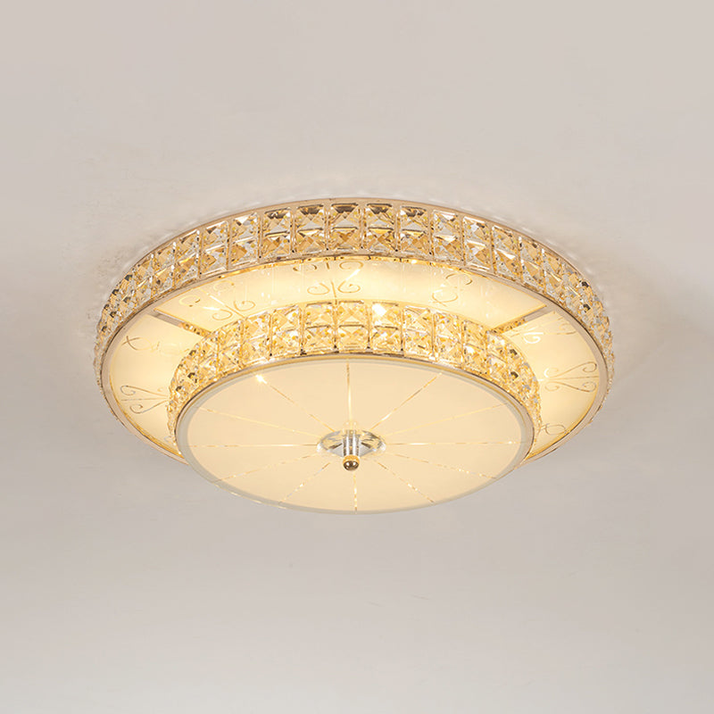 Contemporary Crystal LED Flush Mount Ceiling Light in Champagne for Parlor - Flower/Round Design