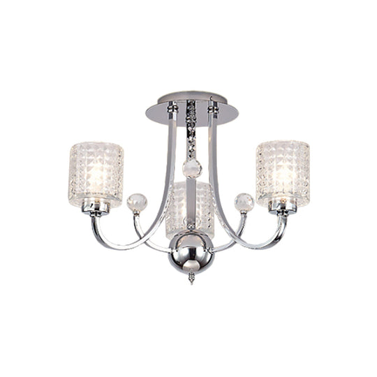 Modern Swirling Arm Chrome Ceiling Fixture With Crystal Shades (3/4/6 Bulbs)