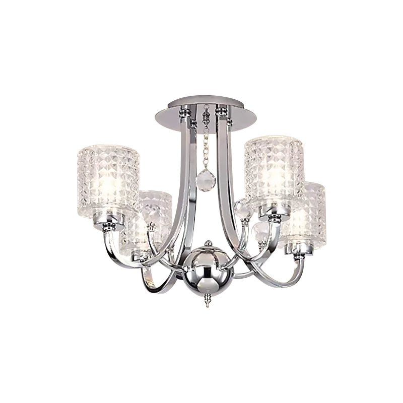 Modern Swirling Arm Chrome Ceiling Fixture with Crystal Shades (3/4/6 Bulbs)