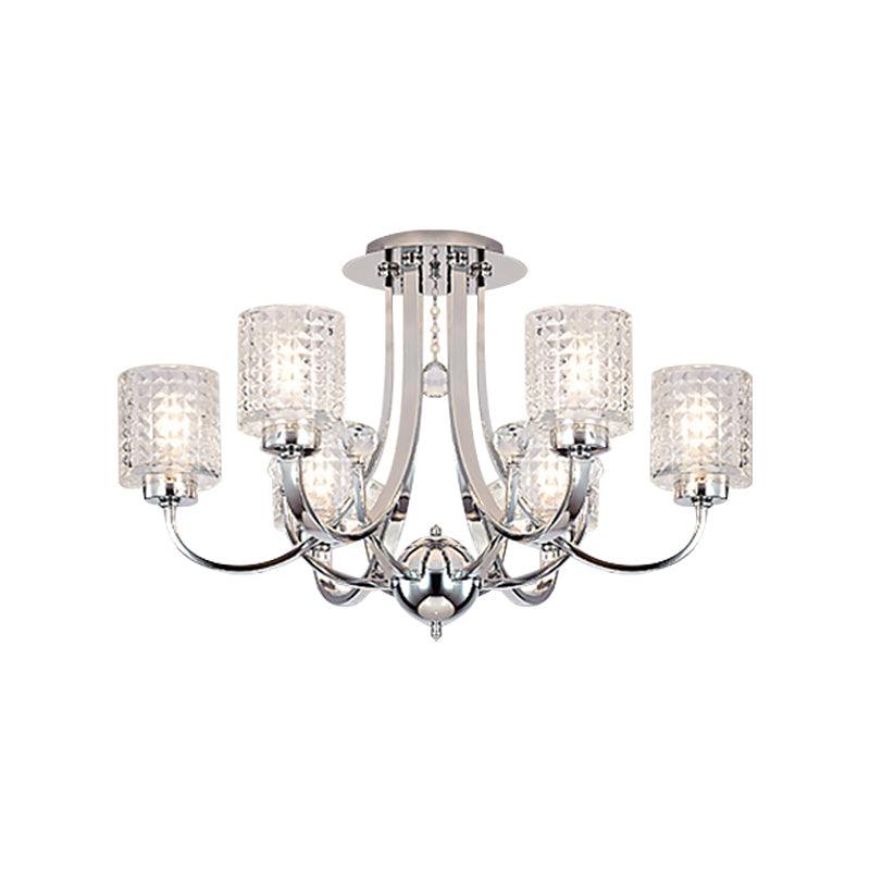 Modern Swirling Arm Chrome Ceiling Fixture with Crystal Shades (3/4/6 Bulbs)