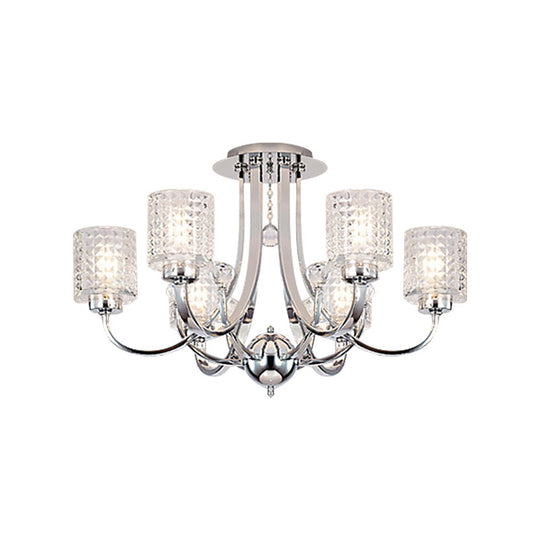 Modern Swirling Arm Chrome Ceiling Fixture with Crystal Shades (3/4/6 Bulbs)