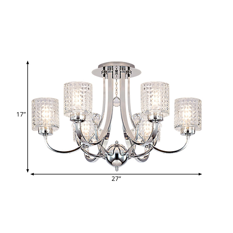 Modern Swirling Arm Chrome Ceiling Fixture with Crystal Shades (3/4/6 Bulbs)