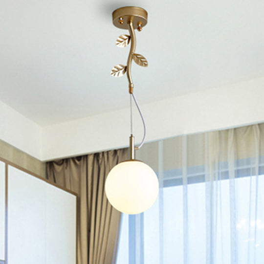 Contemporary Gold Plant-Shaped Pendant Light With Opal Glass And Frosted - Ideal For Hotels