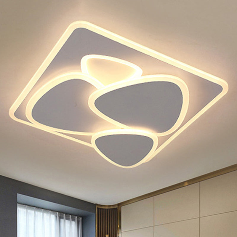 Modern Grey Flush Mount Led Ceiling Light With Overlapping Design In White/Warm - 19.5/38 Wide