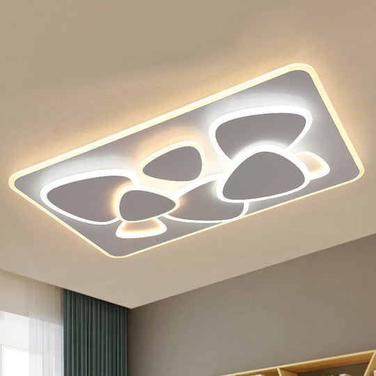 Modern Grey Flush Mount Led Ceiling Light With Overlapping Design In White/Warm - 19.5/38 Wide