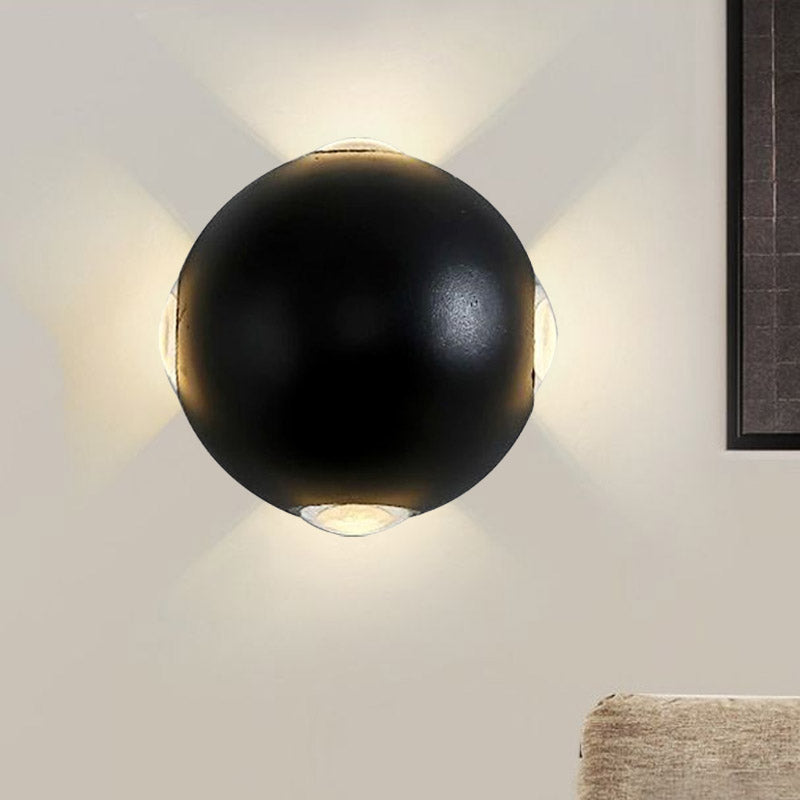 Modern Metal Outdoor Wall Light In Circular Design With 4 Led Bulbs Black Finish Warm/White