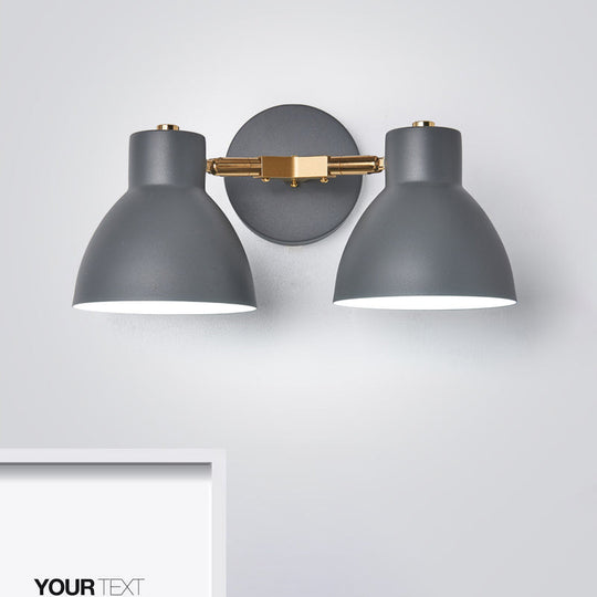 Double Shade Gray/Green Nordic Wall Sconce With Metallic Finish - Perfect Living Room Lighting