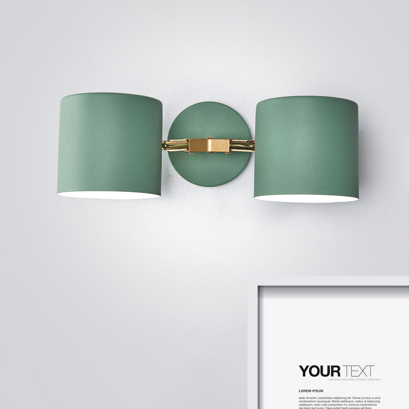 Double Shade Gray/Green Nordic Wall Sconce With Metallic Finish - Perfect Living Room Lighting