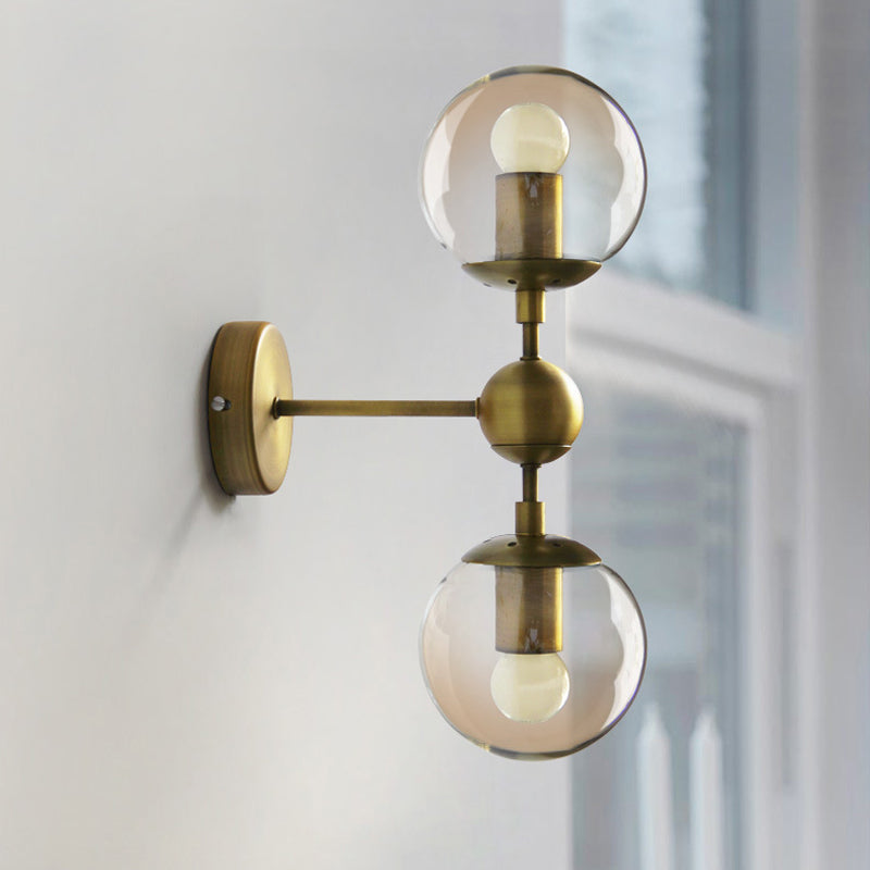 Modern Amber Glass Wall Sconce In Gold For Bedroom Lighting