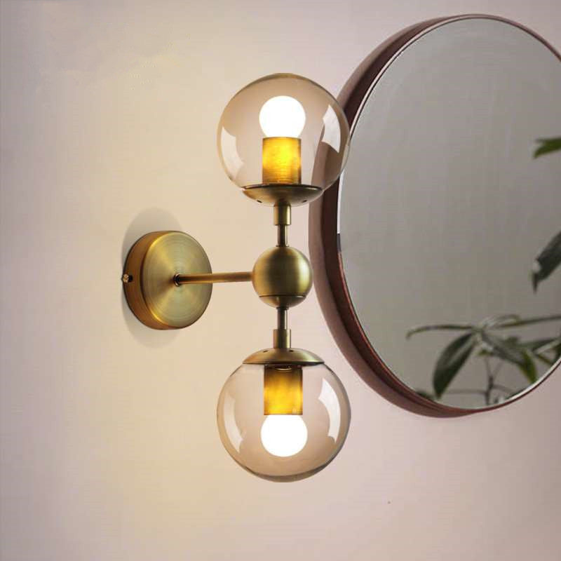 Modern Amber Glass Wall Sconce In Gold For Bedroom Lighting