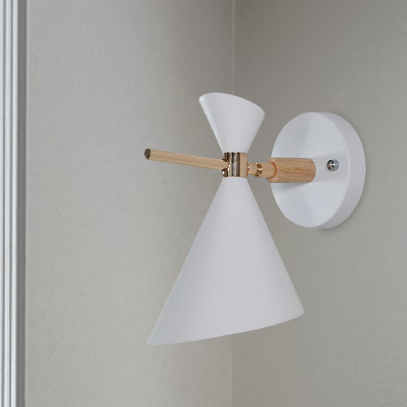 Macaron Metal Wall Sconce - Angle Shade 1 Light Black/White/Pink/Yellow/Green Bedroom