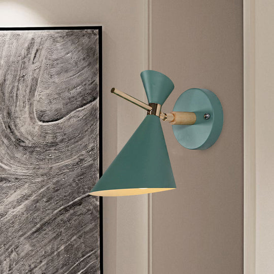 Macaron Metal Wall Sconce - Angle Shade 1 Light Black/White/Pink/Yellow/Green Bedroom