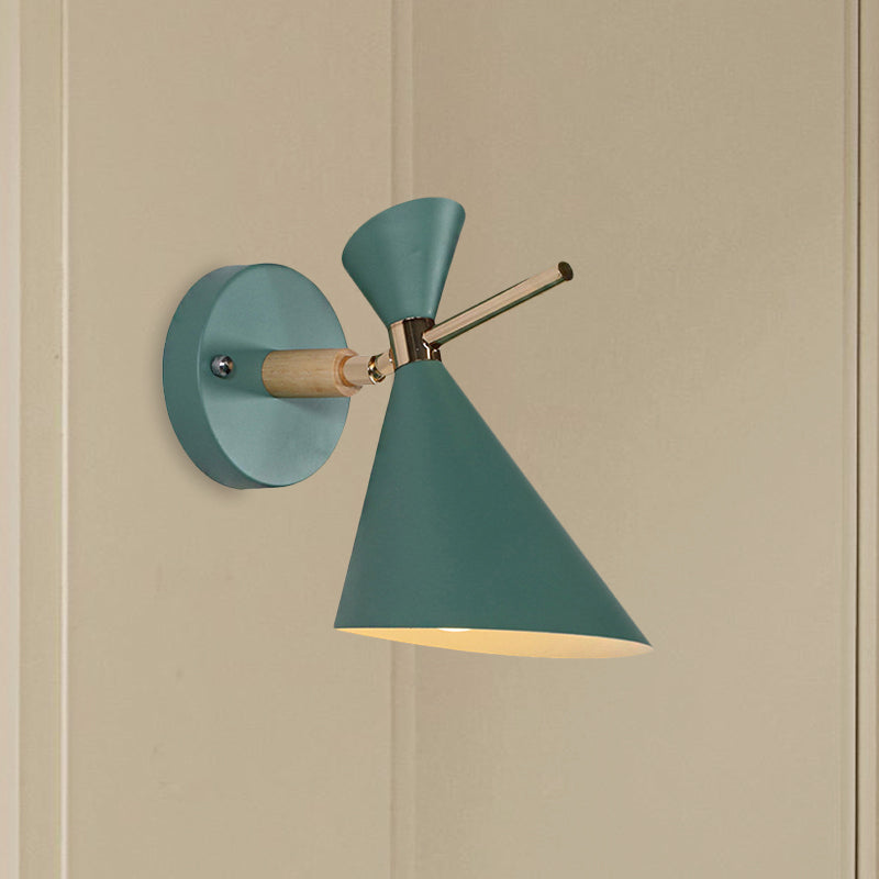 Macaron Metal Wall Sconce - Angle Shade 1 Light Black/White/Pink/Yellow/Green Bedroom