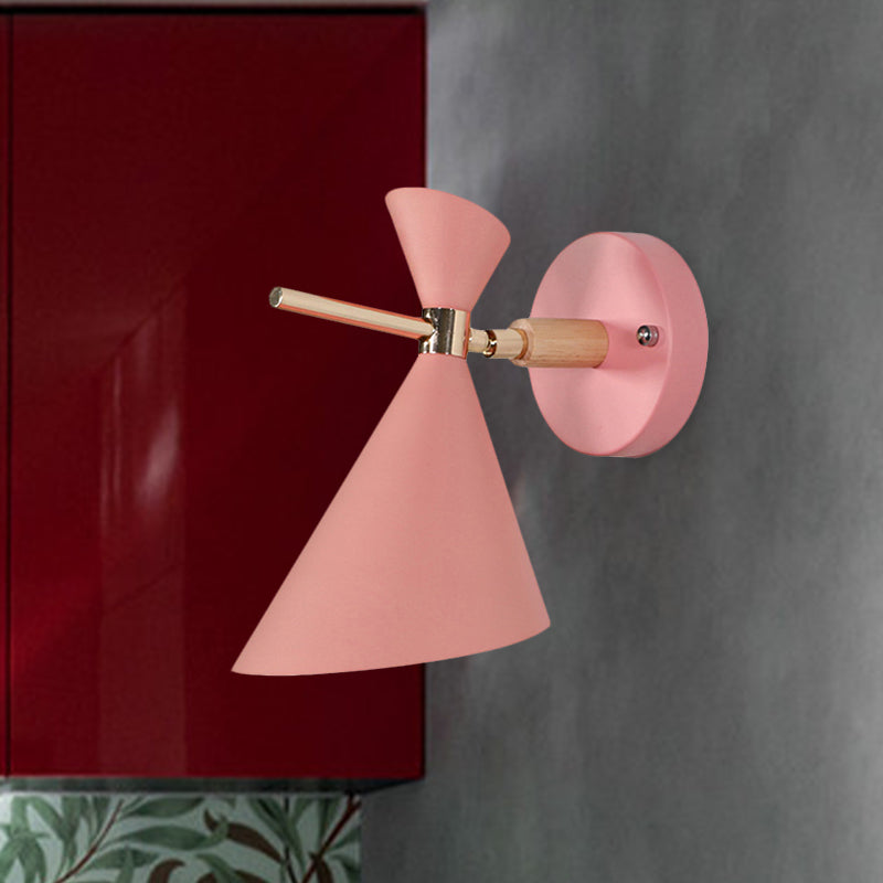 Macaron Metal Wall Sconce - Angle Shade 1 Light Black/White/Pink/Yellow/Green Bedroom