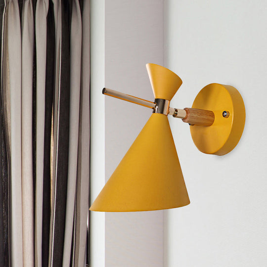 Macaron Metal Wall Sconce - Angle Shade 1 Light Black/White/Pink/Yellow/Green Bedroom