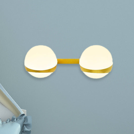 Frosted Glass Wall Lamp With Gold Finish - Modern Spherical Design (1/2 Heads)