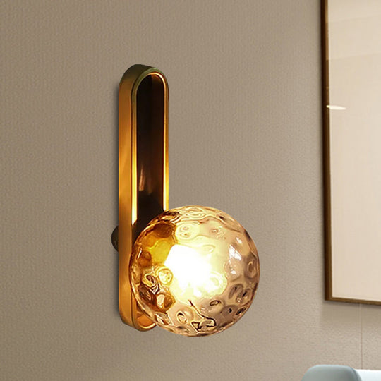 Modern Clear/Cream Glass Orb Wall Light With Brass Mount