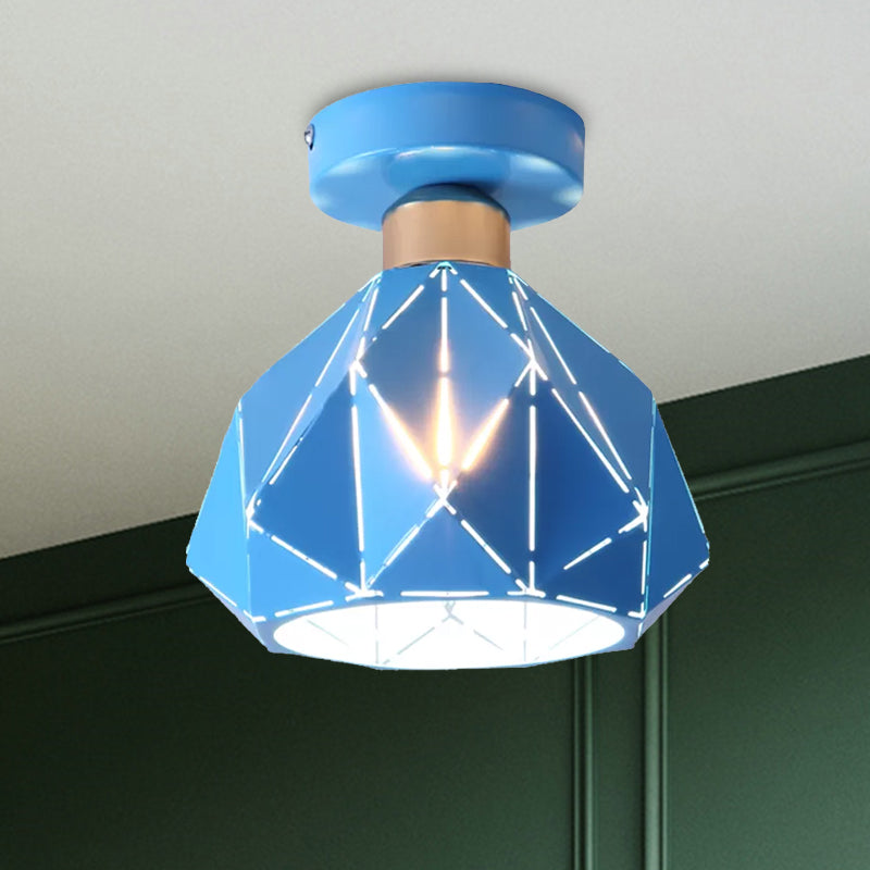 Nordic Metal Flush Mount Light - 1 Light Gray/Blue/Gold Fixture for Porch Ceiling