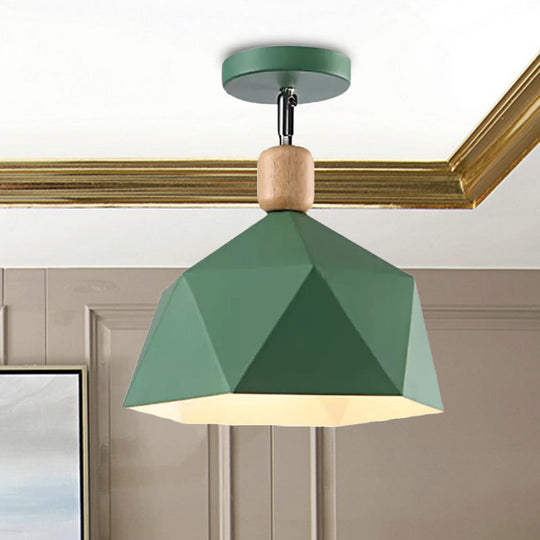 Adjustable Macaron Hexagon Ceiling Mount Light in Gray/White/Green for Corridor