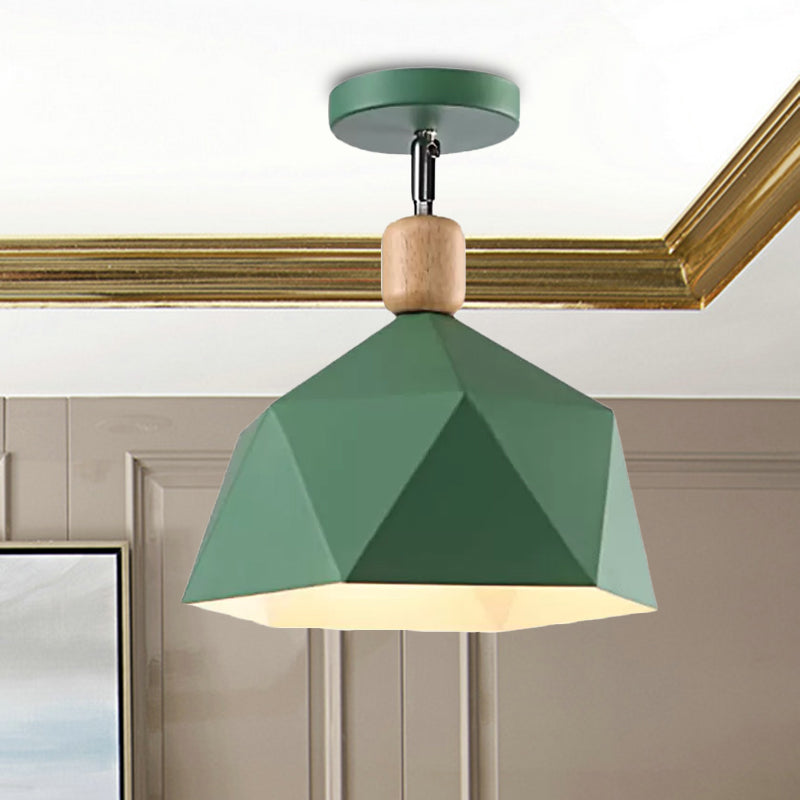 Adjustable Macaron Hexagon Ceiling Mount Light In Gray/White/Green For Corridor