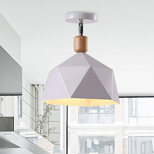 Adjustable Macaron Hexagon Ceiling Mount Light in Gray/White/Green for Corridor