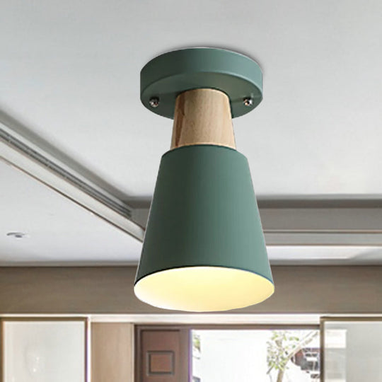 Sleek Macaron Conic Semi Flushmount Light - Grey/Pink/Yellow/Green