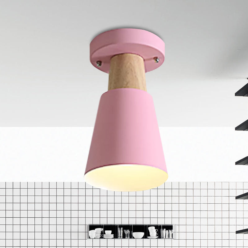 Sleek Macaron Conic Semi Flushmount Light - Grey/Pink/Yellow/Green