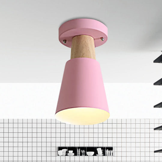 Sleek Macaron Conic Semi Flushmount Light - Grey/Pink/Yellow/Green