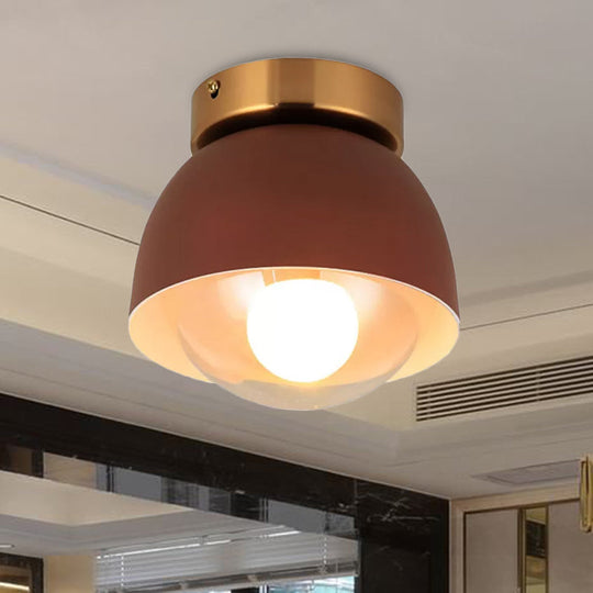 Modern Metal and Glass Flush Mount Ceiling Light - White/Pink/Yellow/Coffee - 1 Head Corridor Fixture