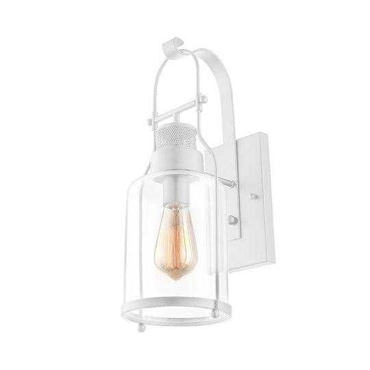 Cylinder Clear Glass Wall Mount Sconce Light - Industrial Single Bulb Lamp For Living Room