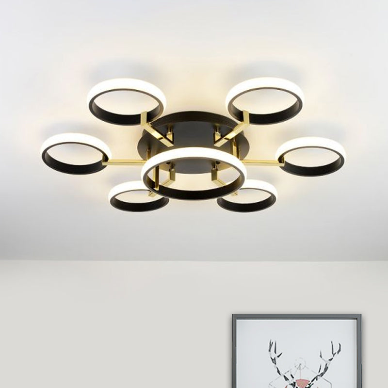 Sputnik Modern Acrylic Flush Mount Ceiling Light With Integrated Led 7/9 Lights Black For Living