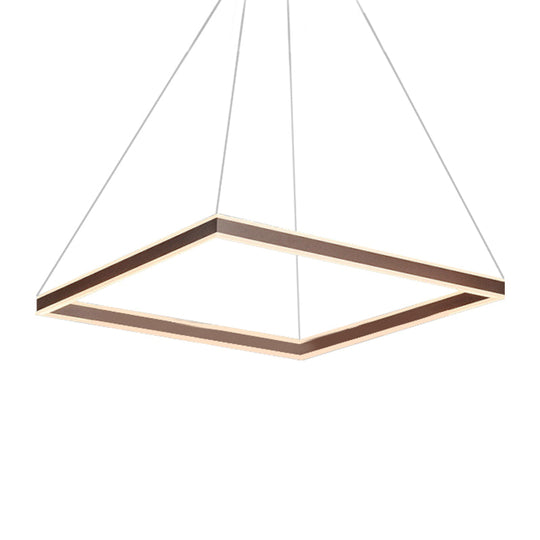 Modern Acrylic Square Ceiling Pendant Led Brown Chandelier Light In Warm/White