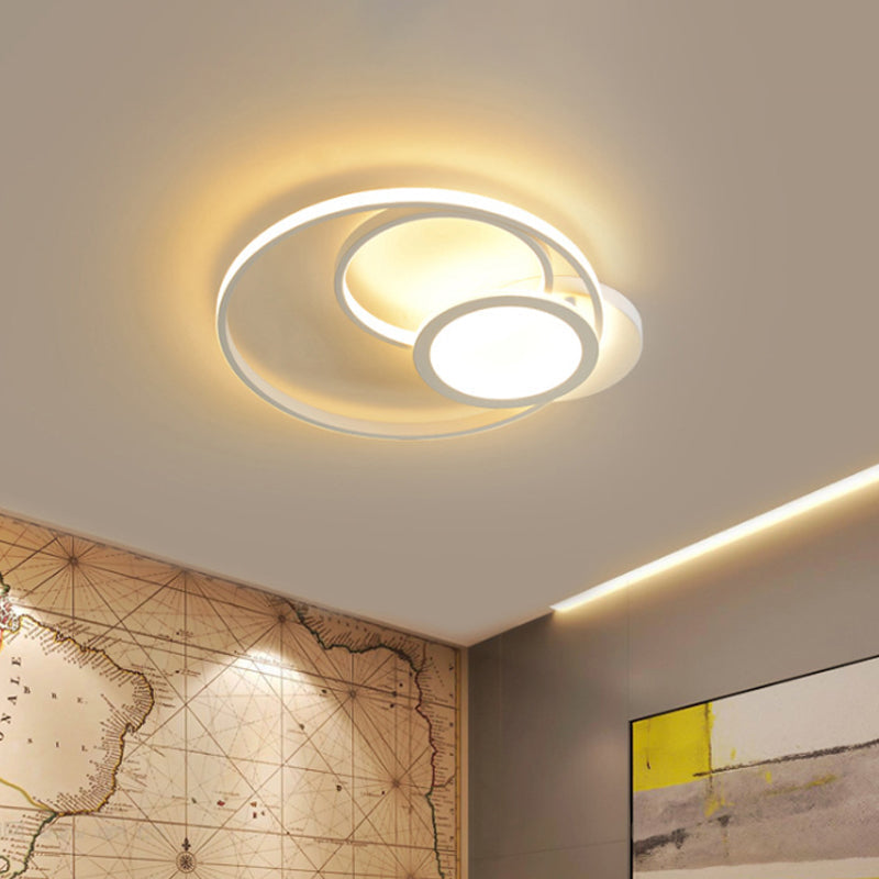 Modern Acrylic Led Ceiling Lamp Multi-Ring Flush Mount Fixture For Bedroom With Warm/White Light