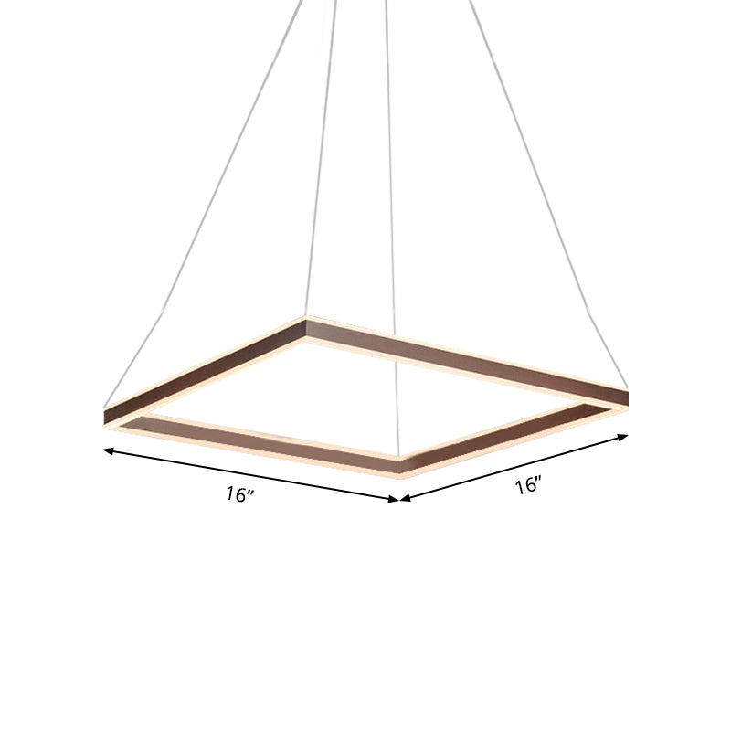 Modern Acrylic Square Ceiling Pendant Led Brown Chandelier Light In Warm/White