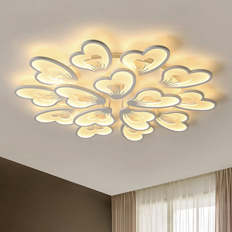 Modern Creative Petal Ceiling Flush Mount Acrylic White Integrated Led Living Room Light (9/12/15