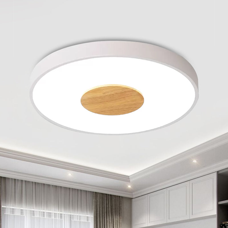 Nordic Metal LED Ceiling Light - Circular Flush Mount with Acrylic Diffuser 12"/16"/19.5" Diameter (Black/Gray/White)