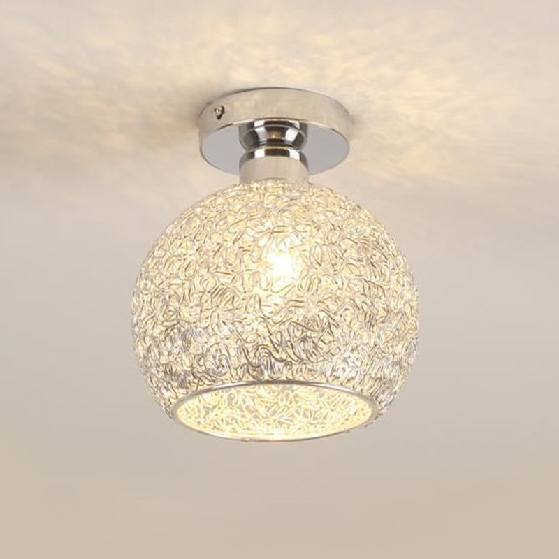 Romantic Chrome Flush Mount Ceiling Light with Crystal Accent for Corridor