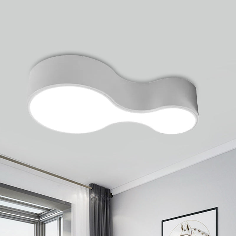 Plafonnier LED incurvé moderne en métal noir/blanc avec diffuseur givré