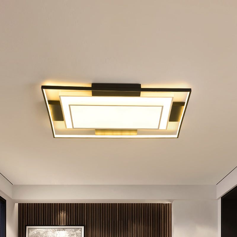 Modern LED Flush Mount Light with Acrylic Shade in Black and White - Available in 3 Sizes